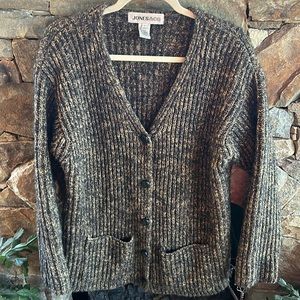 Jones New York Black & Brown Wool Cardigan Sweater;Super Warm;Excellent Quality!
